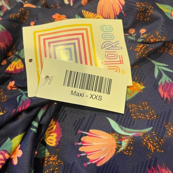 LULAROE Women's Navy Blue Floral Print Maxi Skirt Size XXS NEW - Picture 3 of 5